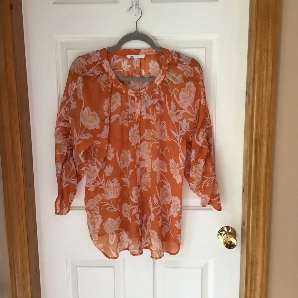 DR2 Orange Floral Sheer Blouse